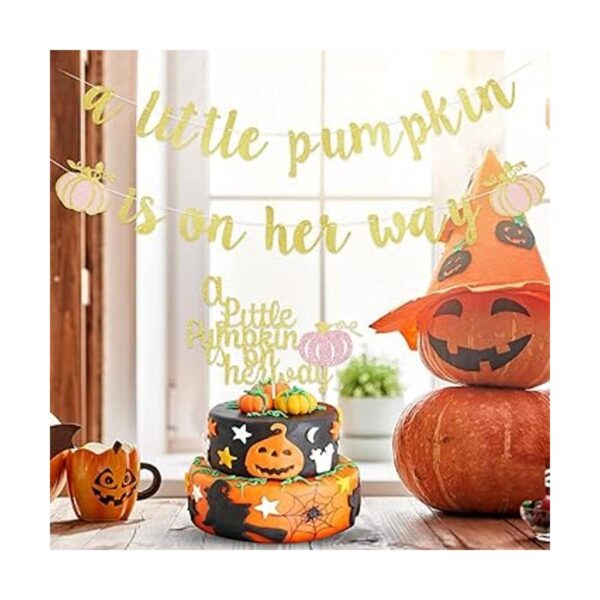 Banner de A Little Pumpkin is On Her Way con purpurina_3