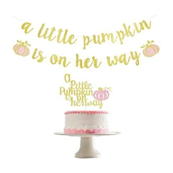 Banner de A Little Pumpkin is On Her Way con purpurina_1