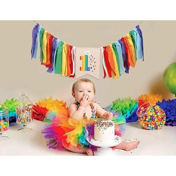 Banner para silla alta con temática de arco iris pancarta