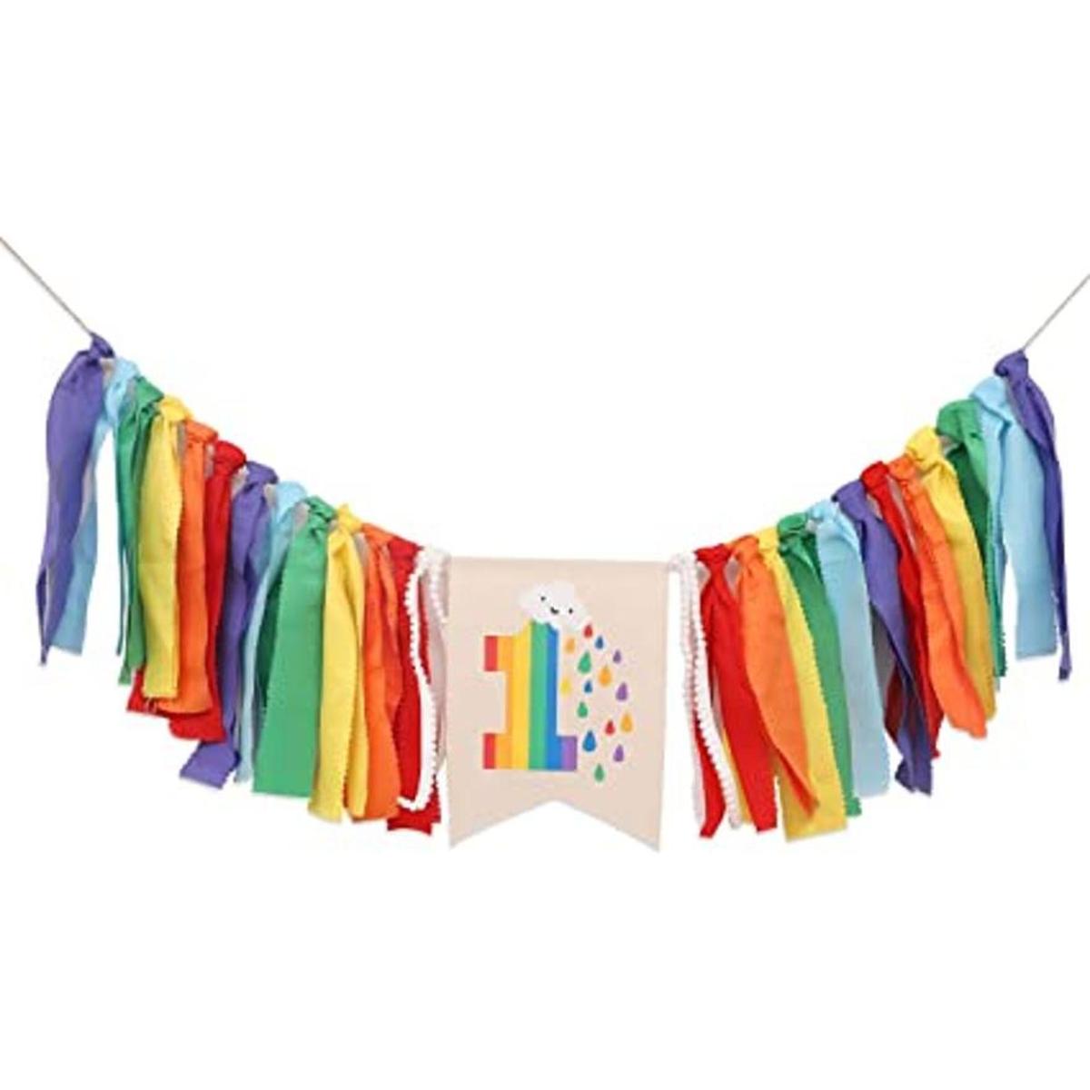 Banner para silla alta con temática de arco iris pancarta