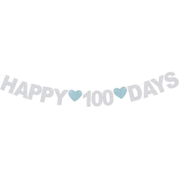 Banner de plata con purpurina para fiestas de 100 días_1