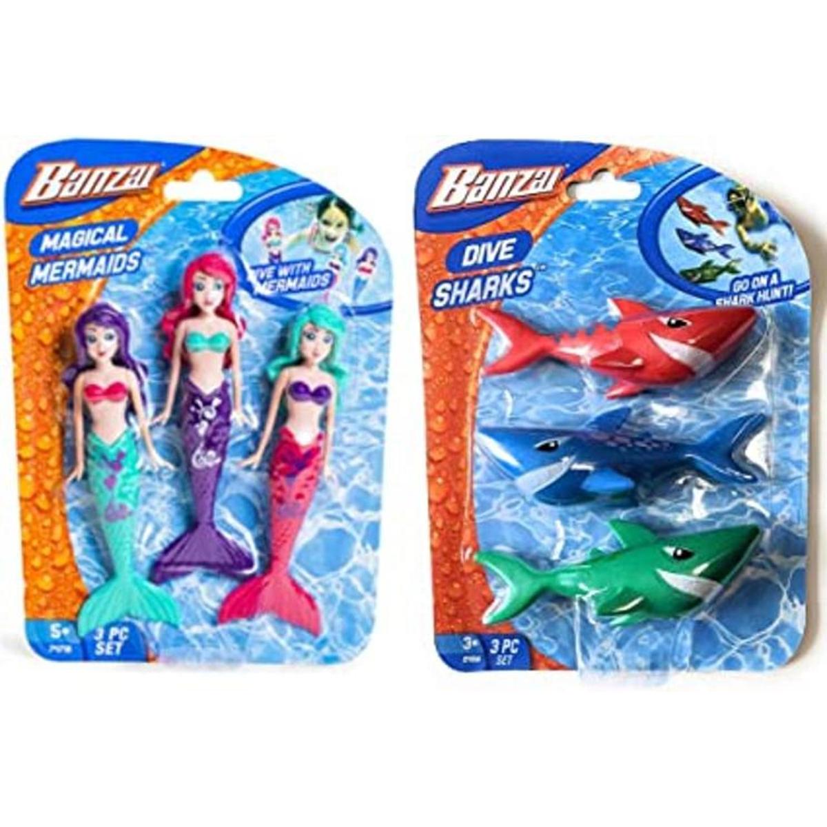 Banzai Juego de 3 muñecas de sirena mágicas y 3 piezas de