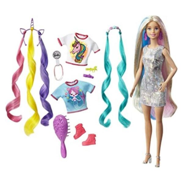 Barbie Muñeca de pelo de fantasía rubia con 2 coronas_1