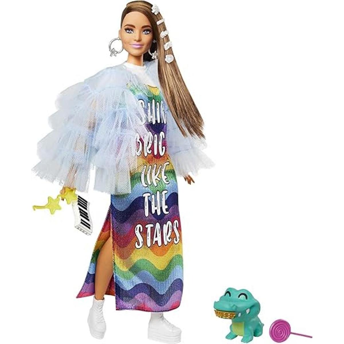 Barbie Muñeca extra 9 en azul con volantes con cocodrilo