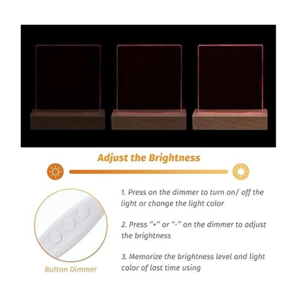 Base de luz rectangular de madera de 5.9 pulgadas base de