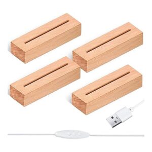 Base de luz rectangular de madera de 5.9 pulgadas base de