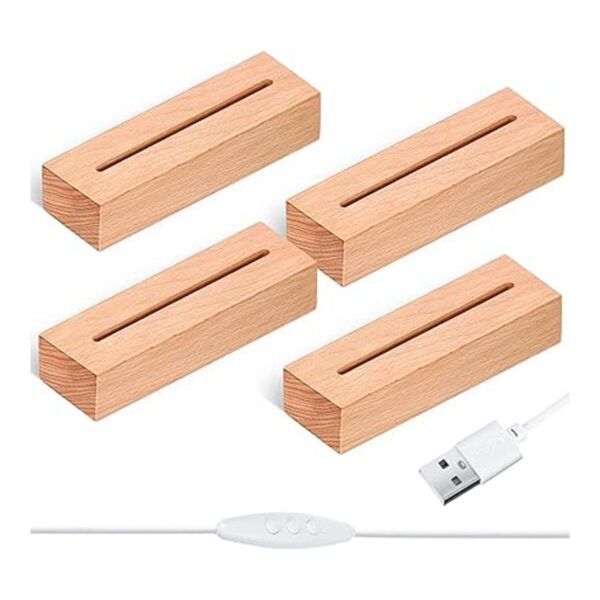 Base de luz rectangular de madera de 5.9 pulgadas base de