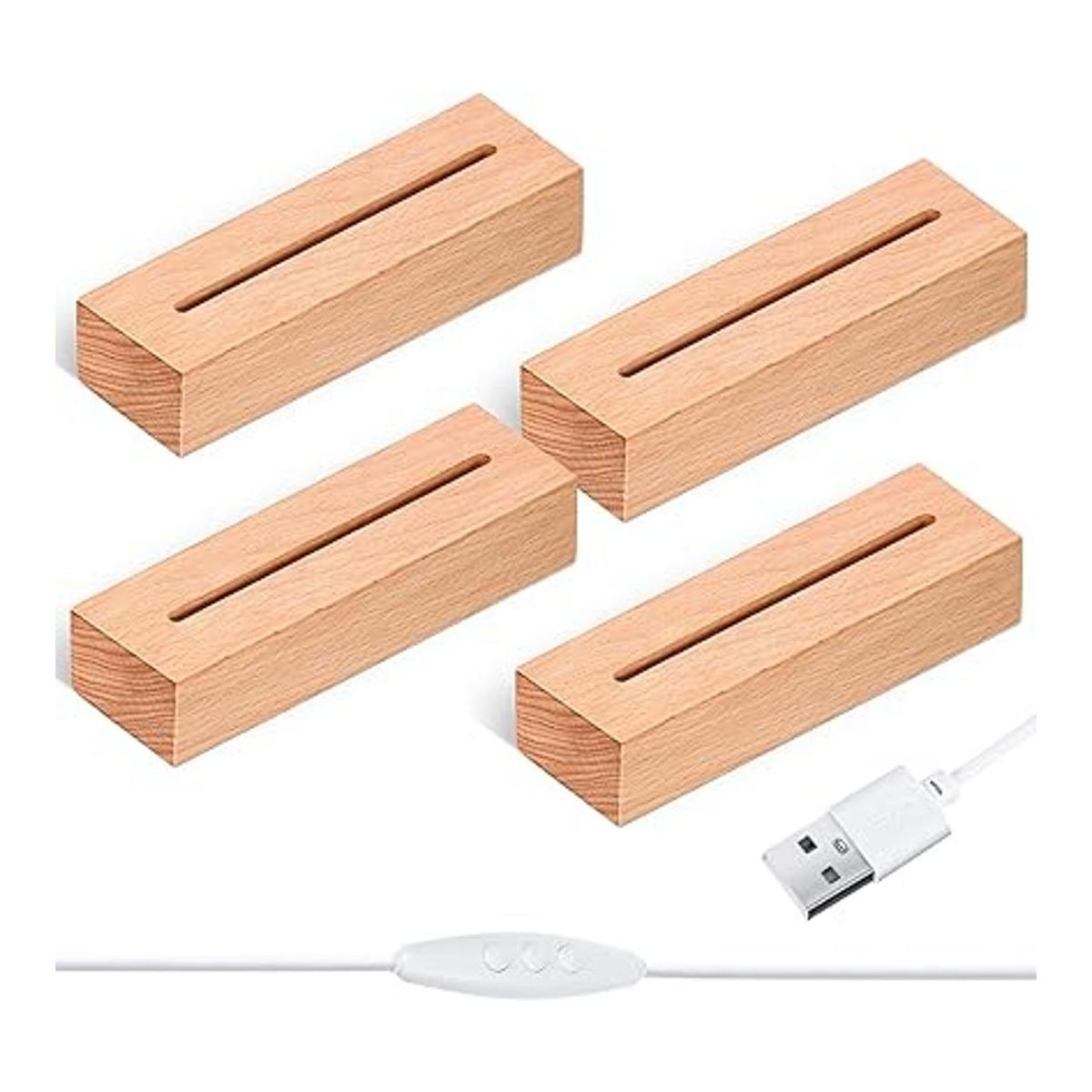 Base de luz rectangular de madera de 5.9 pulgadas base de