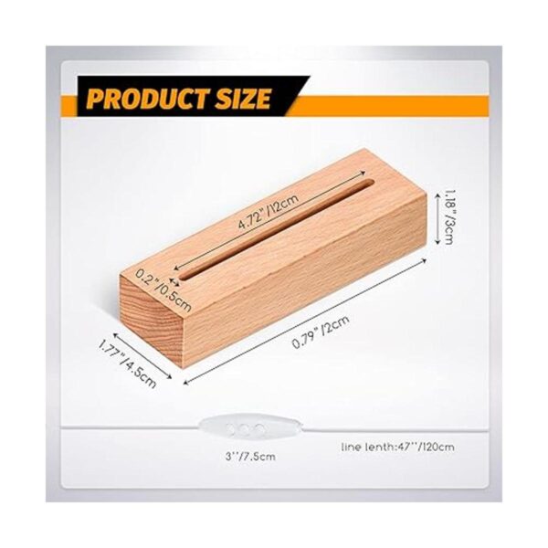 Base de luz rectangular de madera de 5.9 pulgadas base de