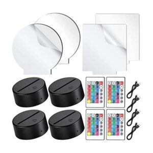 Base de lámpara de luz LED nocturna 3D de 4 piezas y 4_1