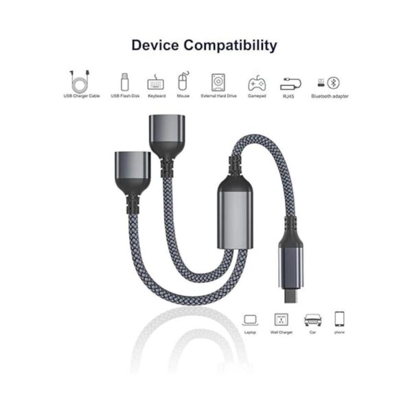 Basesailor Adaptador de cable USB C macho a doble USB