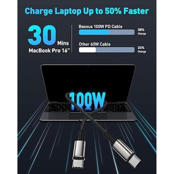 Baseus Cable USB C de 100 W PD 5A QC 4.0 cable USB C a_3
