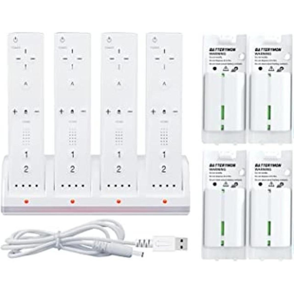 Battery Charger Set for Wii Wiiu Remote Controller 4Pack