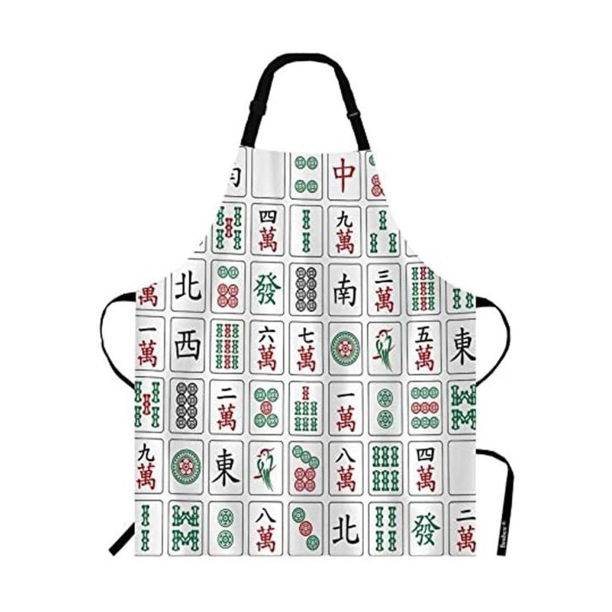 Beabes MaJiang Azulejos Chef Delantal de 26.8 in x 30.7 in