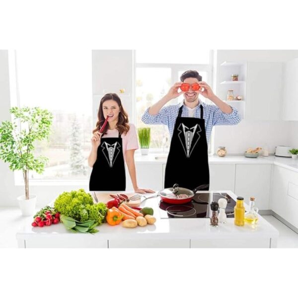 Beabes Delantal de cocina para hombre color negro y blanco_2