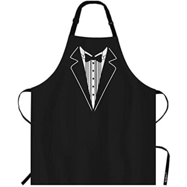 Beabes Delantal de cocina para hombre color negro y blanco_1