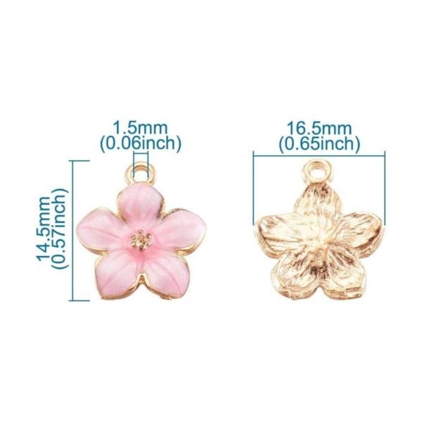 Beadthoven 100 colgantes de esmalte de flores rosadas
