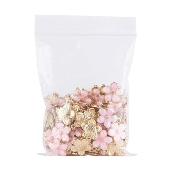 Beadthoven 100 colgantes de esmalte de flores rosadas