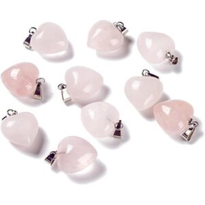 Beadthoven 10 colgantes de piedra de cuarzo rosa con_1