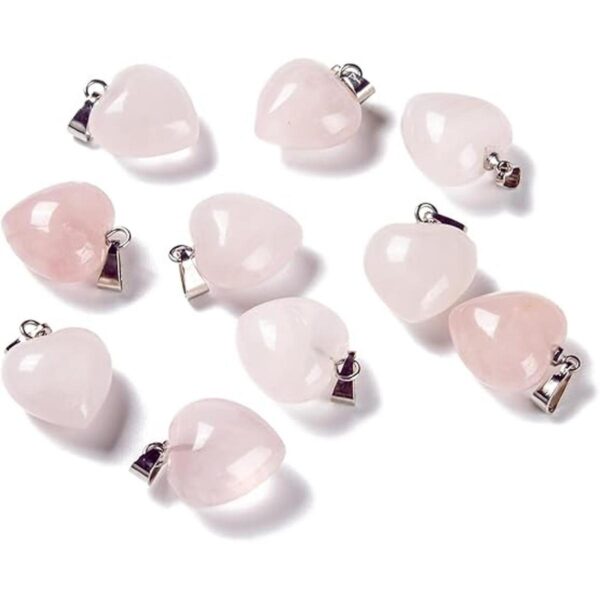 Beadthoven 10 colgantes de piedra de cuarzo rosa con_1