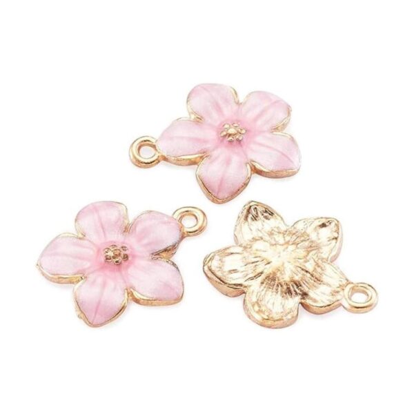Beadthoven 100 colgantes de esmalte de flores rosadas
