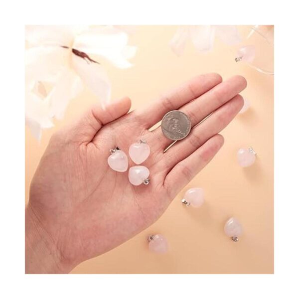Beadthoven 10 colgantes de piedra de cuarzo rosa con_2