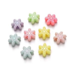 Beadthoven 100 cuentas de copo de nieve acrílicas opacas_1
