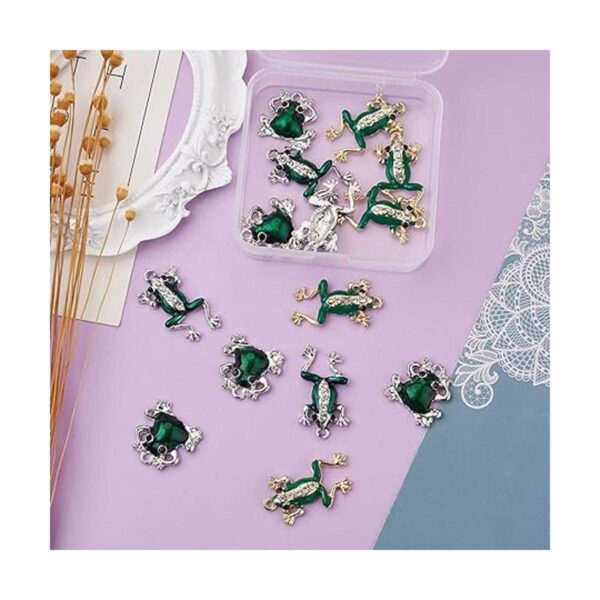 Beadthoven Juego de 18 colgantes de rana de cristal verde