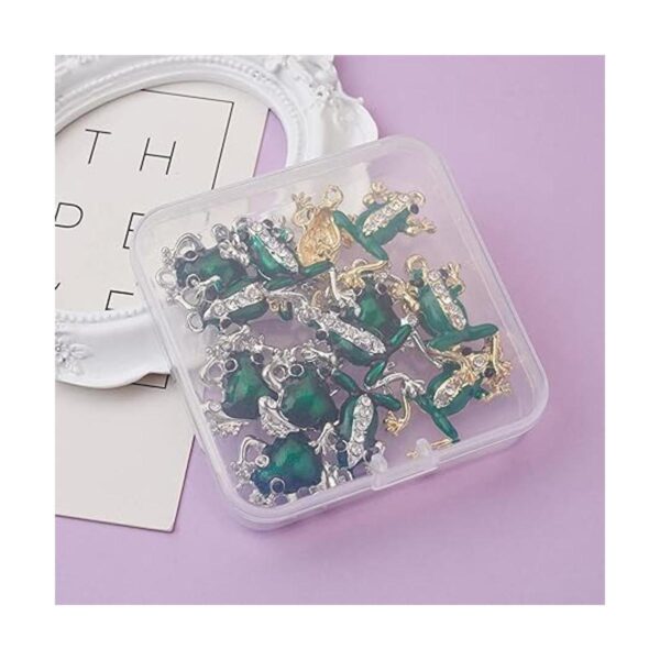 Beadthoven Juego de 18 colgantes de rana de cristal verde