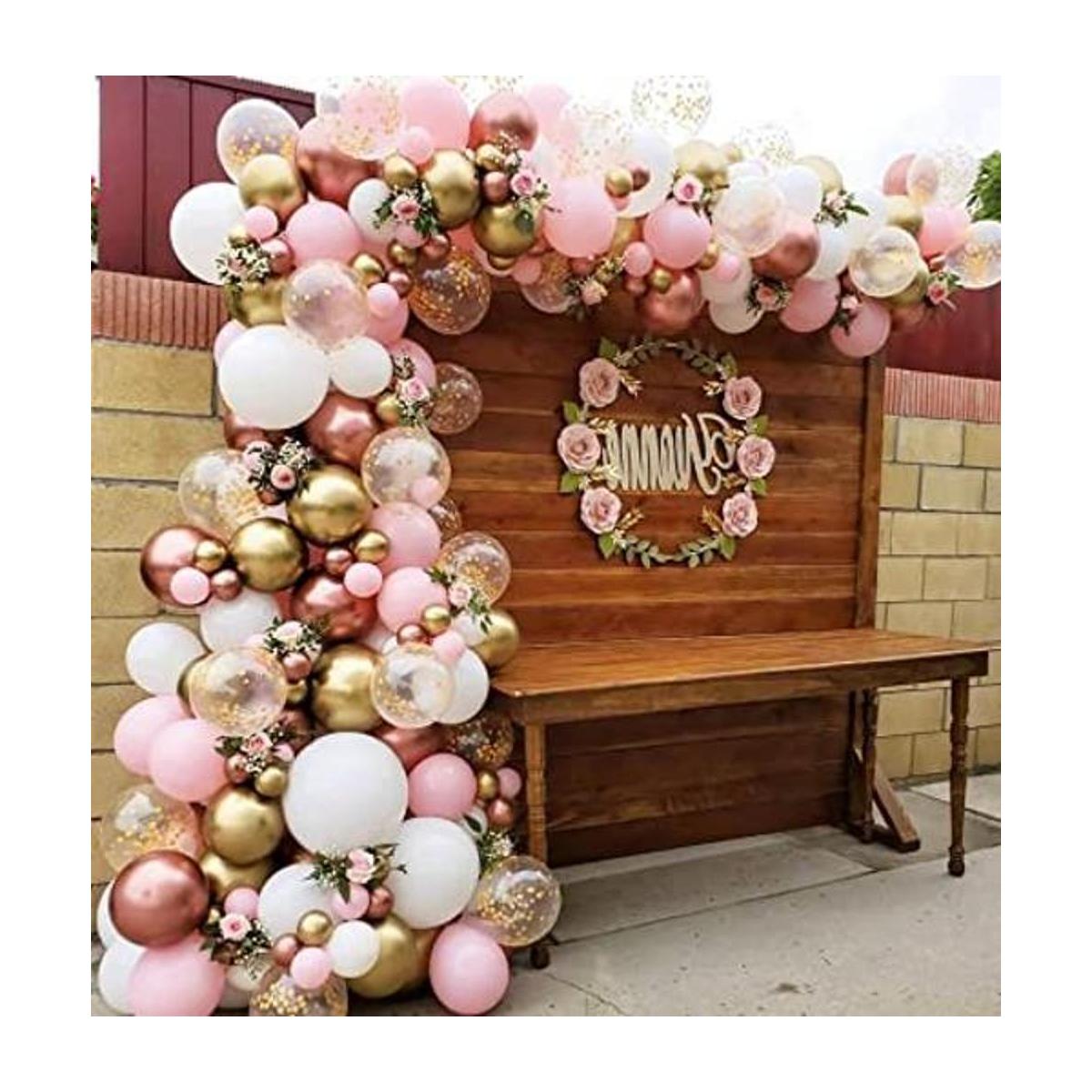 Beaumode Kit de arco de guirnalda de globos color oro rosa