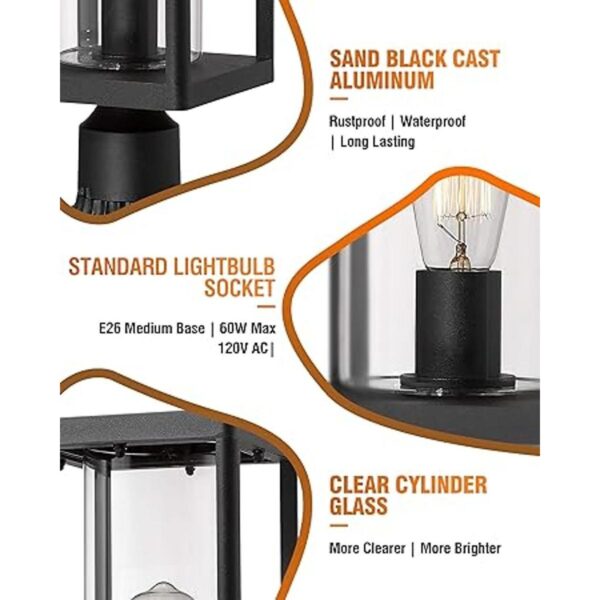 Beionxii Farol de poste para exteriores Juego de 2_5