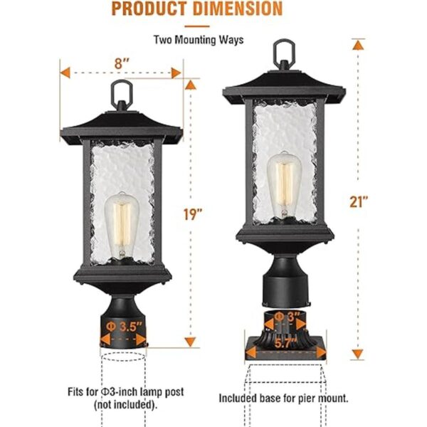 Beionxii Luces de poste para exteriores Paquete de 2_4