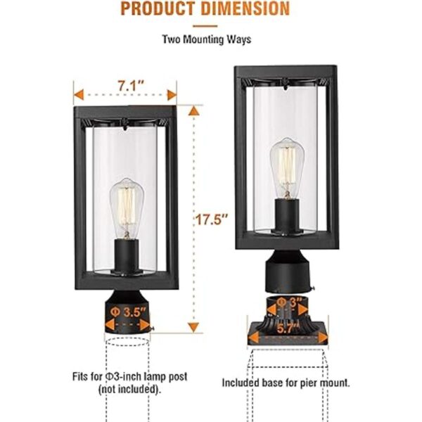 Beionxii Farol de poste para exteriores Juego de 2_4