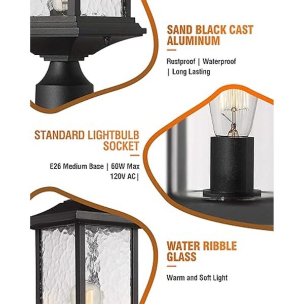Beionxii Luces de poste para exteriores Paquete de 2_5