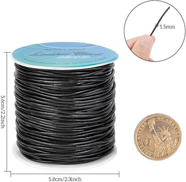 Benecreat Cordón de piel auténtica redondo de 0.059 in