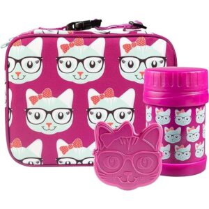 Bentology Juego de lonchera para niños gatito con bolsa