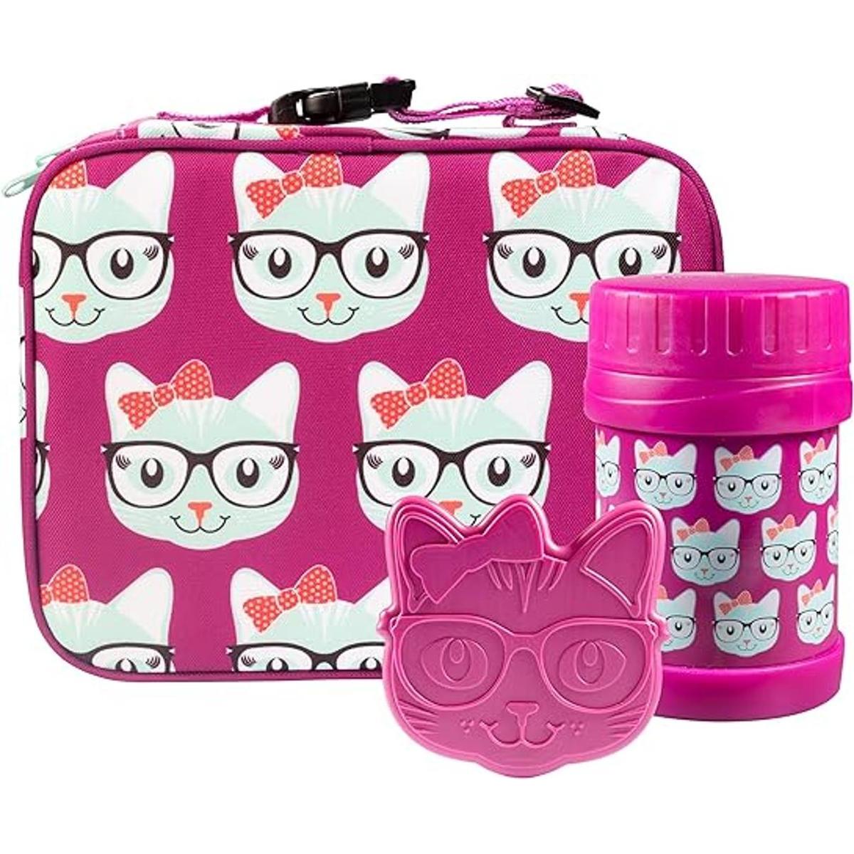 Bentology Juego de lonchera para niños gatito con bolsa