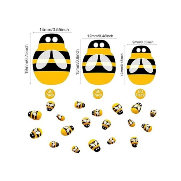 Benvo 180 piezas de 3 tamaños pequeños adornos de abejas