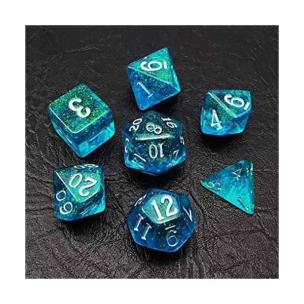 Bescon Blue Shimmery Dice Set Polyhedral RPG Juego 7dados_1