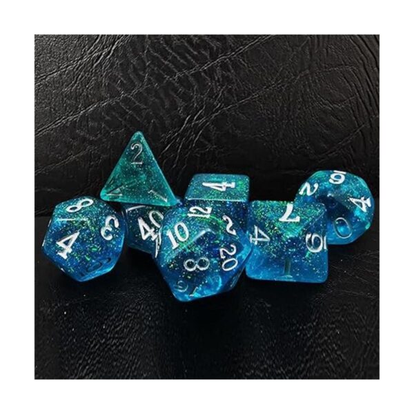 Bescon Blue Shimmery Dice Set Polyhedral RPG Juego 7dados_3