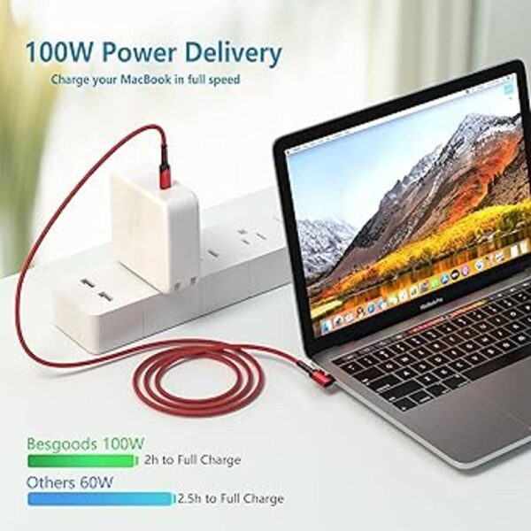 Besgoods Cable USB C de ángulo recto 100 W 10 Gbps_2