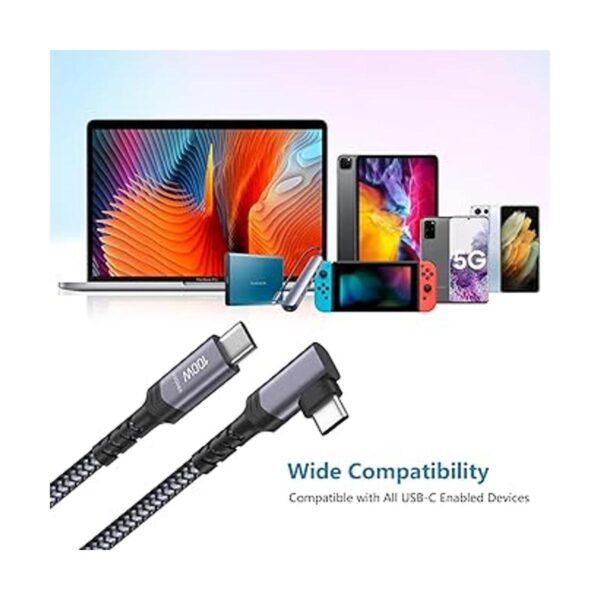 Besgoods Cable USB C a USB C de 100 W 90 grados 10 Gpbs_2