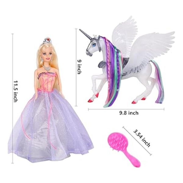 Bettina Muñeca de unicornio y princesa que cambia de_5
