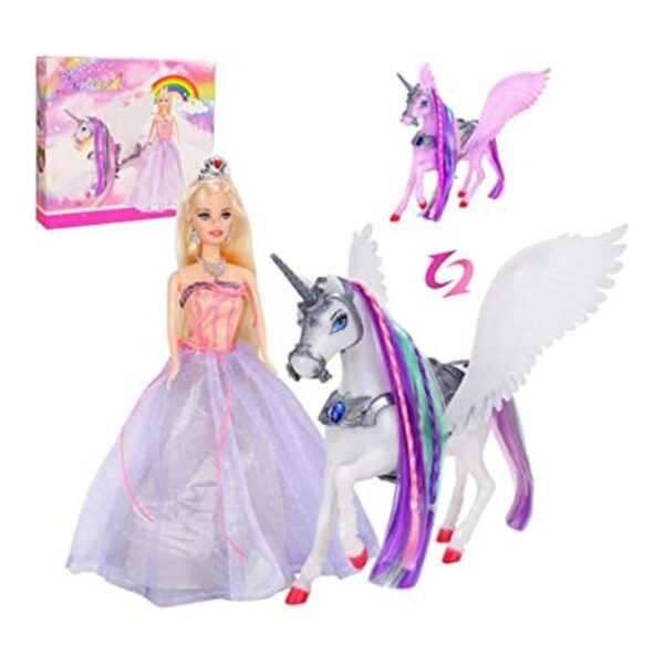 Bettina Muñeca de unicornio y princesa que cambia de_1