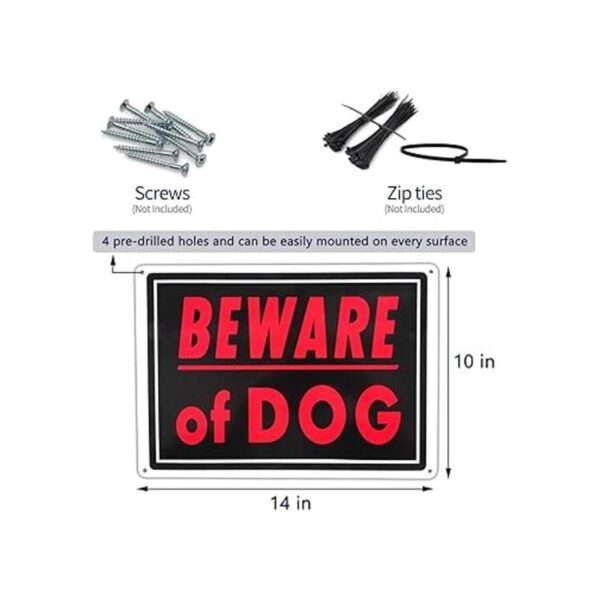 Beware of Dog Sign Meta 14 x 10 pulgadas de aluminio libre_2