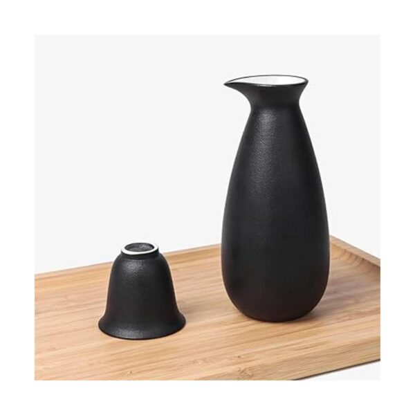 Bgbg Juego de sake de cerámica con bandeja de bambú juego