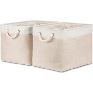 Bidtakay Cesta de almacenamiento de tela de color beige_1