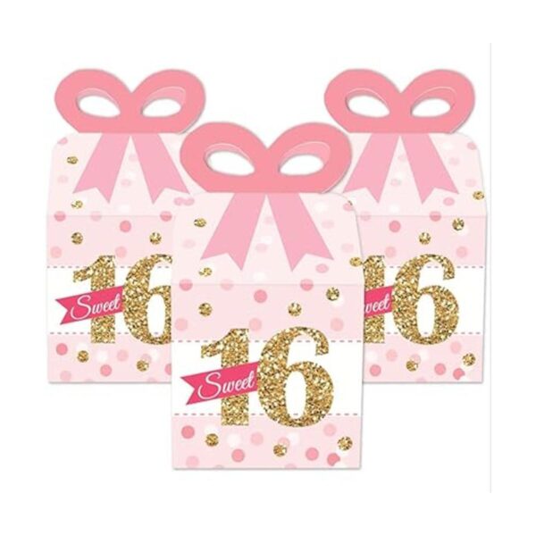 Big Dot of Happiness Sweet 16 Cajas de regalo cuadradas
