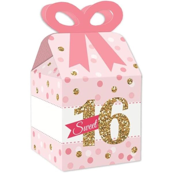 Big Dot of Happiness Sweet 16 Cajas de regalo cuadradas