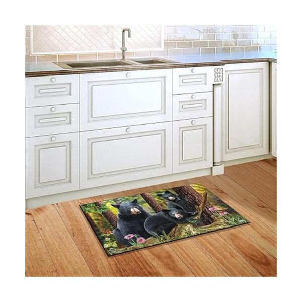 Black Bear Family Nature Felpudo para interiores y_3
